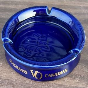 Vintage Seagrams VO Canadian Ashtray Cobalt Blue